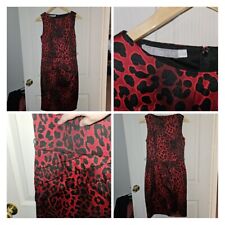 Liz Jordan Size 10 Red & Black Leopard Print Dress - Work Races Cocktail Party