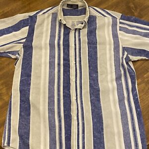 VTG Maui Trading Co Short Sleeve Striped Button Down Shirt Men’s Size Medium