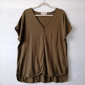 Michael Michael Kors Womens Olive V-Neck Classy Comfort T-Shirt Size 1X - Foto 1 di 10