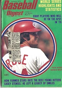 JANUAR 1976 BASEBALL DIGEST CINCINNATI REDS PETE ROSE CASEY STENGAL HITTERS - Bild 1 von 1