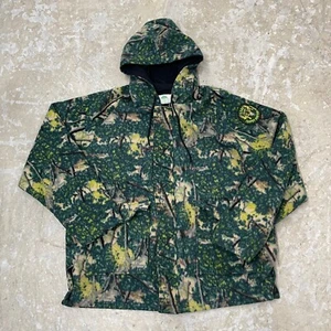 Giacca Bushlan vintage uomo grande mimetica full zip e snap caccia cappuccio verde caccia - Foto 1 di 11