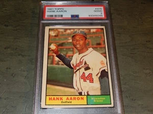 1961 Topps Henry Hank Aaron #415 PSA 2 Good Card Milwaukee Braves - Picture 1 of 5