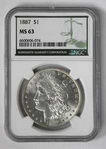 Dólar de plata Morgan 1887 NGC MS63 ¡Blancanieves!!! - Imagen 1 de 2