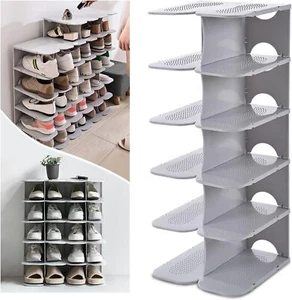 Shoe Slots Organizer, Adjustable Rack,Better Stability 6 Layer, Grey - Picture 1 of 8