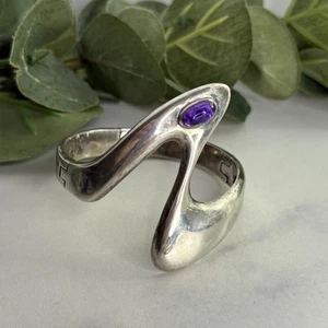 Brazalete modernista Erica Hult de Corral RIC Taxco amatista de plata de ley - Imagen 1 de 15