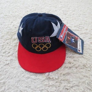 Vintage USA Olympic Team Hat Cap Snap Back Mens Blue Red 1996 Olympics Champion - Picture 1 of 9
