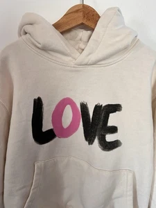 Zara Cream Hooded Love Sweatshirt/ Graphic On Front And Back Girls 6/7 - Picture 1 of 8