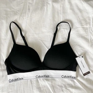 Calvin Klein Women's Modern Cotton Push Up Plunge Bra Size 36A NWT - Picture 1 of 3