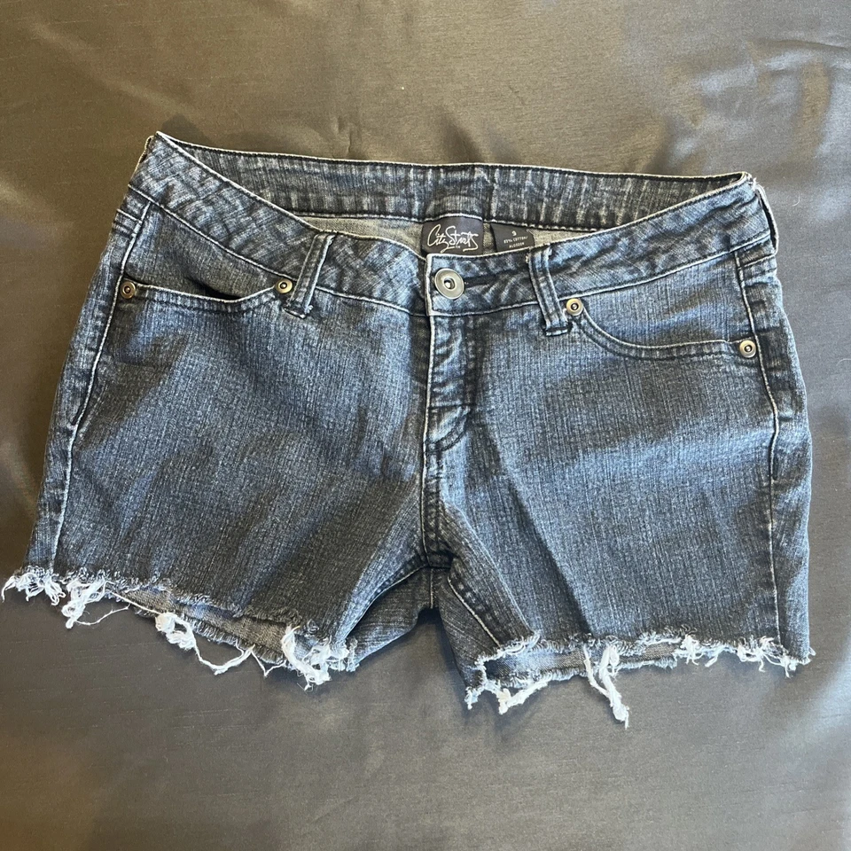 City Streets Ultra Mini Denim Shorts Style Size 9 Women's - Image 1 of 4