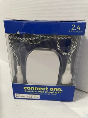 Usato-Connect Onn Kit di ricarica da parete a doppia porta con Lightning a USB (certificato MFI) - Immagine 1 di 4