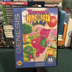Barney's Hide & Seek Spiel (Sega Genesis, 1993) CIB mit Hang Tab Hülle - Bild 1 von 8