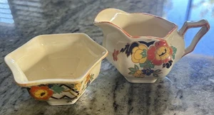 Vintage Royal Winton Grimwades Art Deco Floral Porzellan Milchkännchen Zucker England - Bild 1 von 7