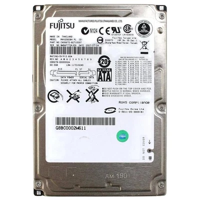Fujitsu Mhv2060Bh Hard Disk 60Gb Hdd 2.5" Sata 5400Rpm Refurbished Hard Drive - Image 1 of 4