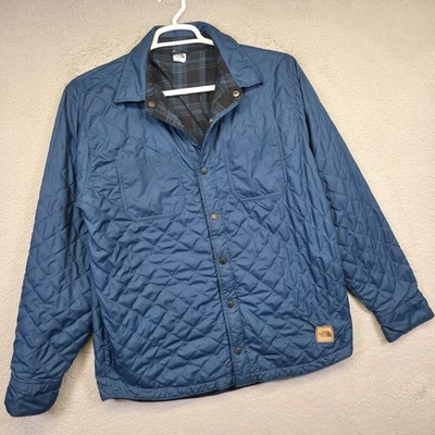 Chaqueta The North Face Fort Point Para Hombre M Azul Acolchada Franela Cuadros Reversible Foto 1 de 4
