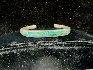 Vintage Carlos Diaz Sterlingsilber und Intarsien Türkis Armreif Armband signiert - Bild 1 von 5