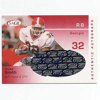 Musa Smith Rare /350 Authentic Autograph Sage RC Georgia Bulldogs Jersey #32 - Image 1 of 2