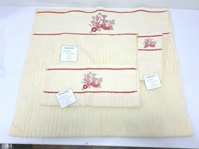 Juego de toallas vintage Waverly Garden Room Rose Cottage bordadas 3 piezas nuevas con etiquetas Foto 1 de 4
