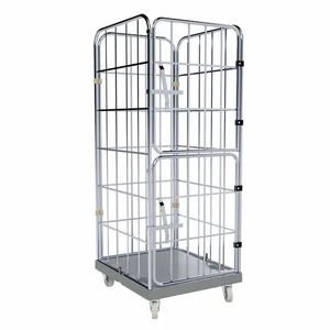 Rollbehälter Metall - 2 Türen - 4-seitig - Nutzhöhe 1.640 mm - Rollplatte Grau - Bild 1 von 2