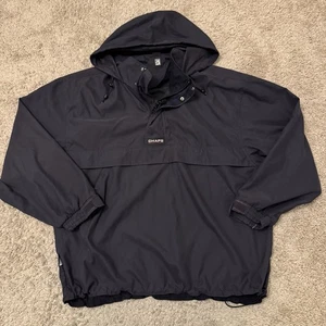 Chaps Ralph Lauren Jacket Mens XL Anorak Windbreaker Black Hood 1/4 Zip Pullover - Picture 1 of 6
