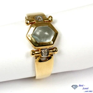 Anillo En 585 Oro Con Aguamarina Y Diamante - Imagen 1 de 3