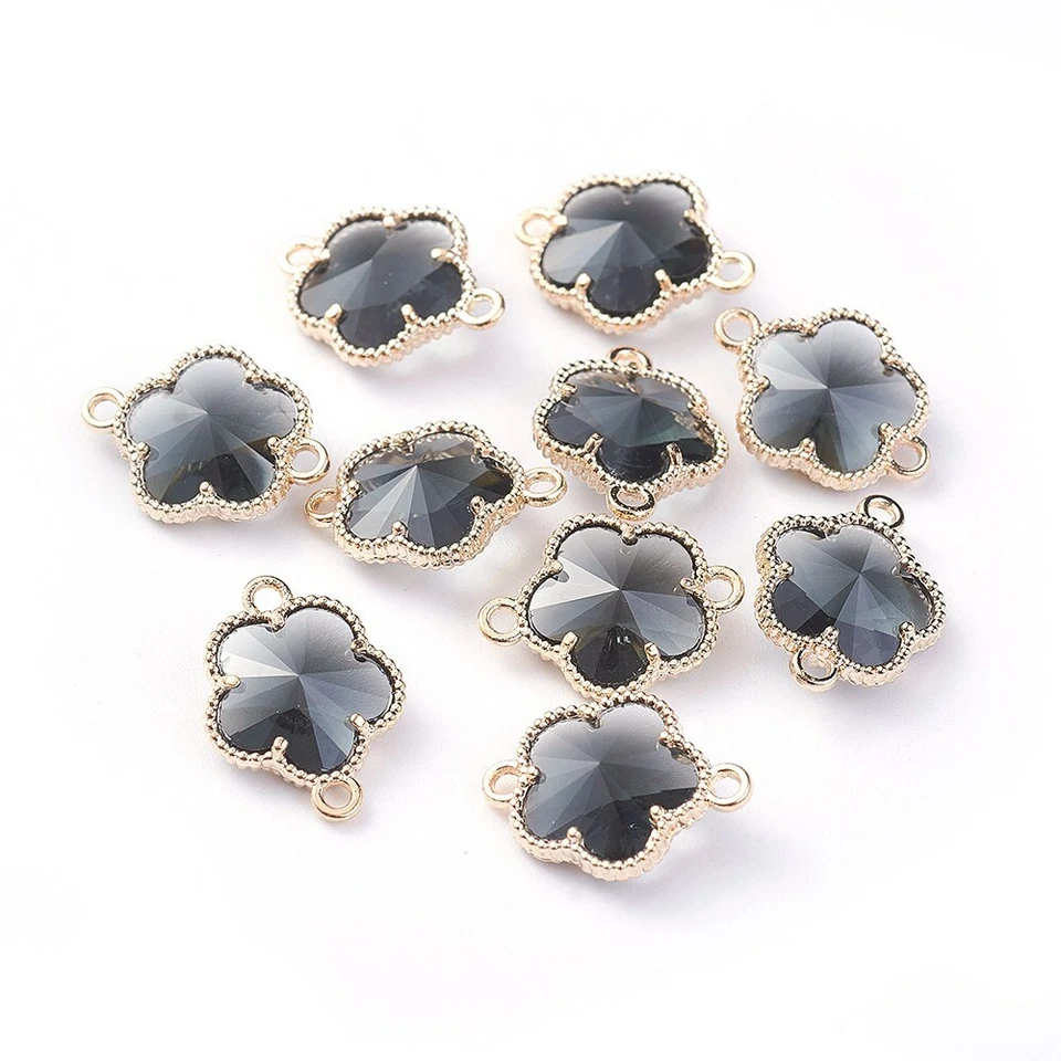 Фурнитура из светлого золотого сплава с открытой задней частью из цветочного стекла звенья 15,5x12x5 мм 50 шт. - Изображение 1 из 1