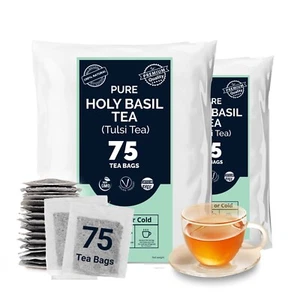 150 bolsas de té de albahaca sagrada, té de albahaca sagrada Tulsi totalmente natural, té sin cafeína - Imagen 1 de 10