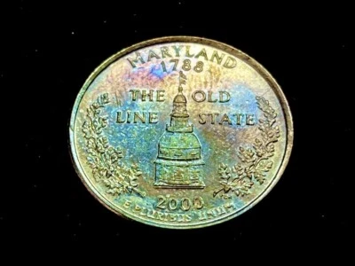 2000 D Maryland State Quarter - MONSTER RAINBOW 🌈 TONED! 👀 (Lot #158) - Image 1 of 3