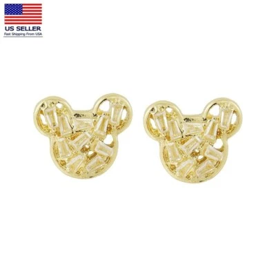 Fashion Women 925 Sterling Silver Earrings Cubic Zirconia Cute Bear Stud 1108 - Image 1 of 4