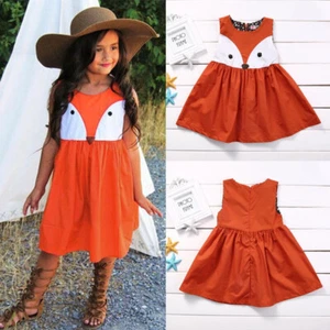 Summer Girl Dress Sleeveless Cotton Fox Dress Baby Toddler Girls Outfits Clothes - Picture 1 of 6
