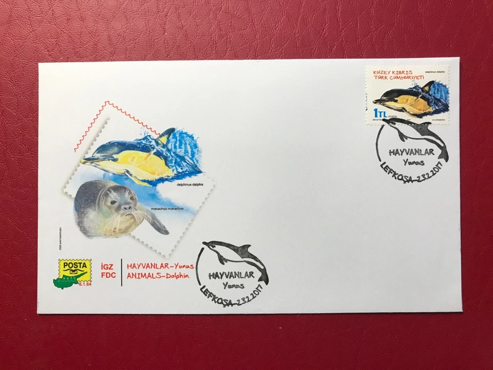 TURKISH CYPRUS - 2017 DOLPHINS FIRST DAY COVER SG 824 Foto 1 de 1