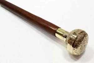 Victorian Handle Rounded brass STEAMPUNK Wooden Walking Stick cane Gift Replica - Picture 1 of 4