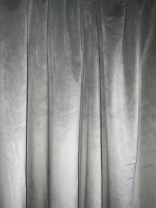 PRECIOSAS CORTINAS PERSONALIZADAS ROBERT ALLEN GRIS SÓLIDO TERCIOPELO NEGRO ~ GRAN ANCHO 88”L - Imagen 1 de 4