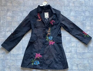 New Paparazzi Black Women’s Size L Embroidered Flowers Jacket Coat - Picture 1 of 19