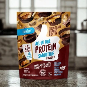 FlavCity Chocolate Peanut Butter Protein Smoothie 25g Protein 20 Servings - Picture 1 of 5