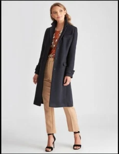 💙 NEW - Liz Jordan Size 16 Long Line Navy Blue Tailored Coat - RRP $199.99 💙 - Picture 1 of 6