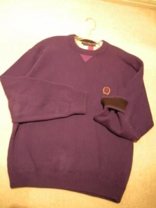 Mens Sweater Size M Tommy Hilfiger Purple Cotton Ski Sweater $110 Value NEW - Picture 1 of 4