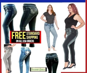 Jack David D&B Wome's Plus Size Stretch premium Blue Denim Skinny Jeans  14-24 - Picture 1 of 71