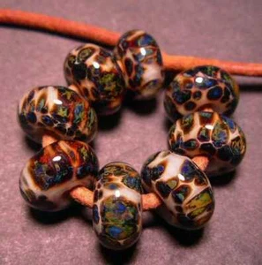 5FISH ~ Handmade Lampwork Boro Spacer Beads ~ Earthy Elements (8) - Picture 1 of 1