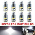 8X T10 LED Side Light White Bulbs Car Canbus W5W Sidelight Number Interior Lamp