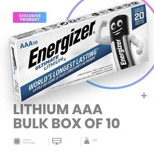 ENERGIZER 1.5V AAA LITHIUM BATTERY Bulk Box Of 10 Batteries - Picture 1 of 4