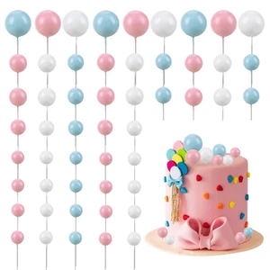 30Pcs Colorful Balls Cake Topper Mini Balloon Cupcake Toppers DIY Foam Ball Cake - Picture 1 of 62