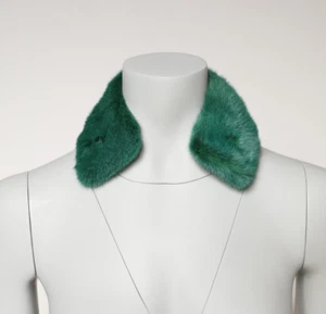 DOLCE & GABBANA Scarf Green Mink Fur Collar Women Neck Wrap 40cm x 8cm 1120usd - Picture 1 of 6