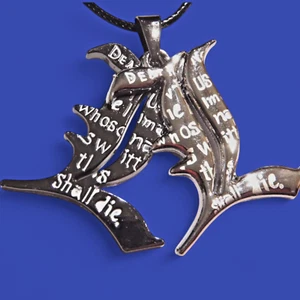 DEATHNOTE L Logo Script silver & Gunmetal Pendant Light anime manga necklace I1 - Picture 1 of 4