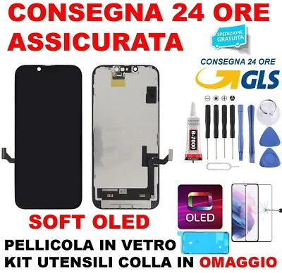DISPLAY LCD SOFT OLED 120hz PER APPLE IPHONE 14 TOUCH SCREEN VETRO GX ORIGINALE - Immagine 1 di 2