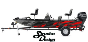 Boat Wrap Red Gray Black Vinyl Graphic Decal Kit Fishing Abstract Terror Lines - Picture 1 of 1