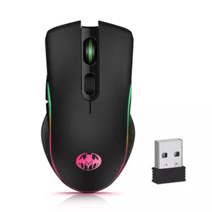 Wireless Gaming Mouse 2.4GHz Rechargeable Optical Mouse 7 Colors LED Backlit PC - Photo 1/10