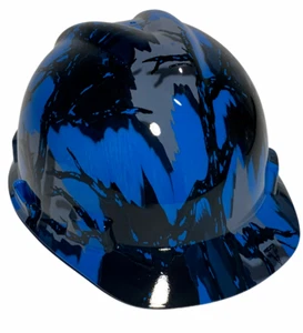 Gorra Hydro Dipped MSA estilo VGuard sombrero duro azul depredador camuflaje alto brillo - Imagen 1 de 4