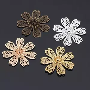 Filigree Flower Base Bead Cap Charms Jewelry Making Craft Components 28mm 10Pcs - Picture 1 of 16