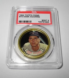 1964 Topps Baseball Coin Pin #74 Hank Aguirre Detroit Tigers PSA 9 MINT - Picture 1 of 2