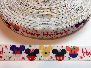 5 Yards 7/8" Mickey And Friends Grosgrain Ribbon Hair Bow Supplies. - Picture 1 of 1